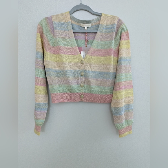 LoveShackFancy Sweaters - LoveShackFancy Asteria Stripe Crop Cardigan